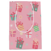 Niedlich und farbenfroh rosa Präsentiert Weihnacht Mittlere Geschenktüte (Vorderseite)