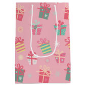 Niedlich und farbenfroh rosa Präsentiert Weihnacht Mittlere Geschenktüte (Rückseite)
