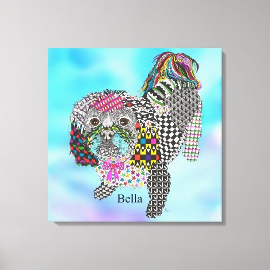 Niedlich und farbenfroh Shih Tzu Wrapped Canvas 24 Leinwanddruck (Vorderseite)