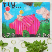 Niedlich und farbenfroh, wenn Schweine Küchentüche Geschirrtuch (Gefaltet)