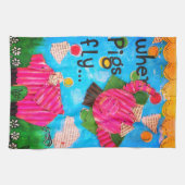 Niedlich und farbenfroh, wenn Schweine Küchentüche Geschirrtuch (Horizontal)