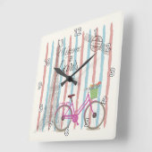 Niedlich und farbenfroh Willkommen in Paris Quadratische Wanduhr (Winkel)