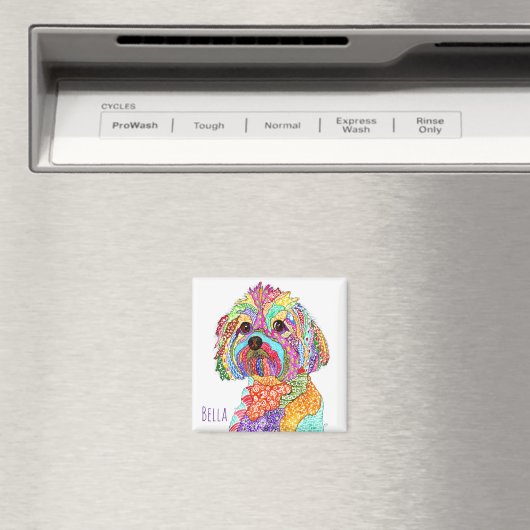 Niedlich und farbenfroh Yorkipoo Magnet (In Situ (Geschirrspüler))