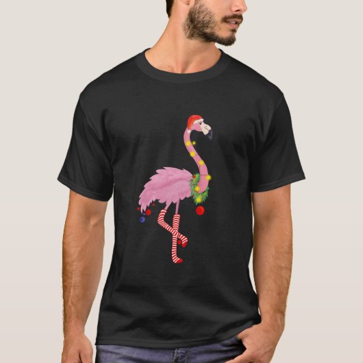 Niedlich und Fun Tropical Flamingo Weihnachten T-Shirt (Vorderseite)