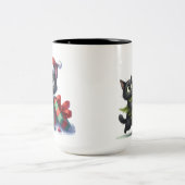 NIEDLICH UND FUNNY BLACK CHRISTMAS KITTENS ZWEIFARBIGE TASSE (Mittel)