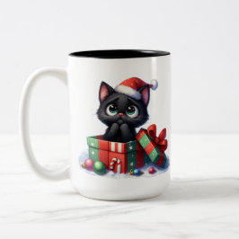 NIEDLICH UND FUNNY BLACK CHRISTMAS KITTENS ZWEIFARBIGE TASSE
