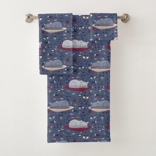 Niedlich und gemütlich Schlaflosigkeit Katze Träum Badhandtuch Set (Insitu)