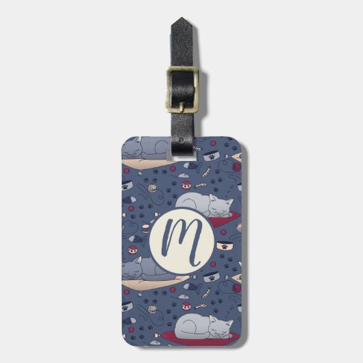 Niedlich und gemütlich Schlaflosigkeit Katze Träum Gepäckanhänger (Vorderseite vertikal)