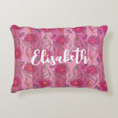 Niedlich- und Girly-Pink-Blume Streifen Muster Nam Dekokissen (Vorderseite)