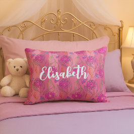 Niedlich- und Girly-Pink-Blume Streifen Muster Nam Dekokissen