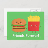 Niedlich und glücklich Burger und Freunde, Freunde Postkarte (Vorne/Hinten)