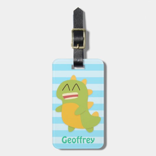 Niedlich und glücklich Dinosaurier Kinder Personal Gepäckanhänger (Vorderseite vertikal)