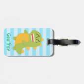 Niedlich und glücklich Dinosaurier Kinder Personal Gepäckanhänger (Rückseite horizontal)