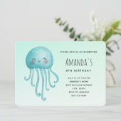 Niedlich und glücklich Jellyfish Geburtstag Einladung (Stehend Vorderseite)