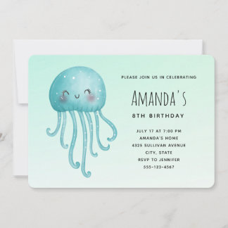 Niedlich und glücklich Jellyfish Geburtstag Einladung