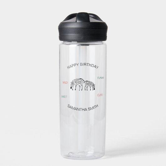Niedlich und glücklich Kenyan Zebras Trinkflasche (Vorderseite)