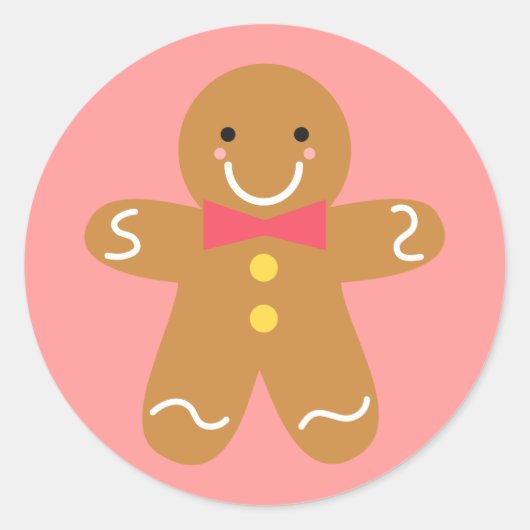 Niedlich und Happy Gingerbread Mann zu Weihnachten Runder Aufkleber (Vorderseite)