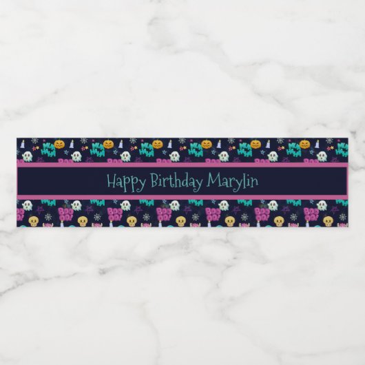 NIEDLICH UND KREEPY HALLOWEEN GEBURTSTAG WASSERFLASCHENETIKETT (Einzelnes Label)