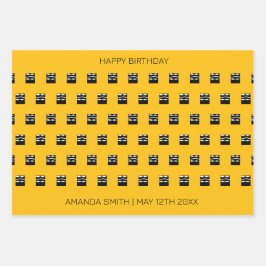 Niedlich und kühl Orange, Schwarz und Weiß zum Geb Geschenkpapier Set