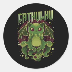 Niedlich und lustig Cathulhu Kawaii Cat Cthulhu Runder Aufkleber