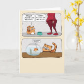 Niedlich und lustig Hungerkatze und Fische Geburts Karte (Gelbe Blume)