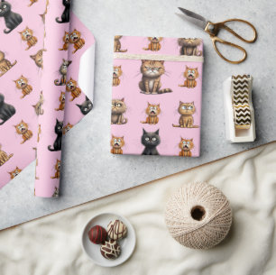 Niedlich und lustig Mad Angry Black, Orange Cat Pi Geschenkpapier