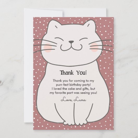 Niedlich und modern Kitten Geburtstag Dankeskarte (Vorderseite)