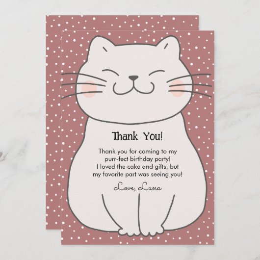Niedlich und modern Kitten Geburtstag Dankeskarte (Vorne/Hinten)