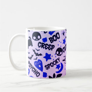 Niedlich und Spaß Lila, Blau und Schwarz Halloween Kaffeetasse
