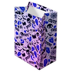Niedlich und Spaß Lila, Blau und Schwarz Halloween Mittlere Geschenktüte