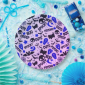 Niedlich und Spaß Lila, Blau und Schwarz Halloween Pappteller (Party)