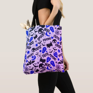 Niedlich und Spaß Lila, Blau und Schwarz Halloween Tasche