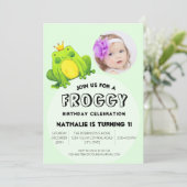 Niedlich und Spaß Moderne Abstrakte Kinder Frosch Einladung (Stehend Vorderseite)