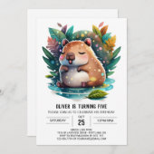 Niedlich und spielerisch Capybara Geburtstag Einladung (Vorne/Hinten)