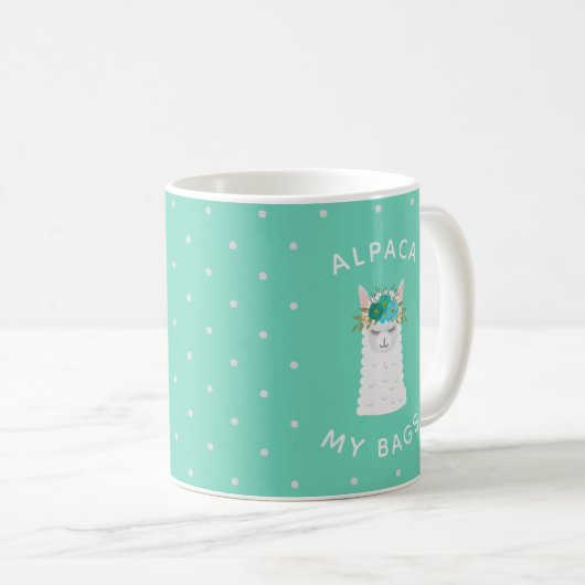 Niedlich und trendy Alpaca | Türkis Kaffeetasse (VorderseiteRechts)