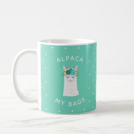Niedlich und trendy Alpaca | Türkis Kaffeetasse (Links)