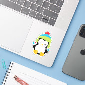 Niedlich und trendy Penguin Aufkleber (Laptop mit iPhone)