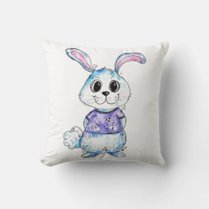 Niedlich und Whimsical Blau und Pink Bunny Kissen