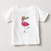 Niedlich und Whimsical Pink Flamingo auf Skaten Baby T-shirt (Vorderseite)