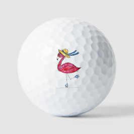 Niedlich und Whimsical Pink Flamingo auf Skaten Golfball