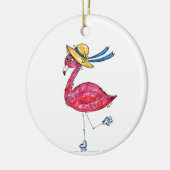 Niedlich und Whimsical Pink Flamingo auf Skaten Keramik Ornament (Links)