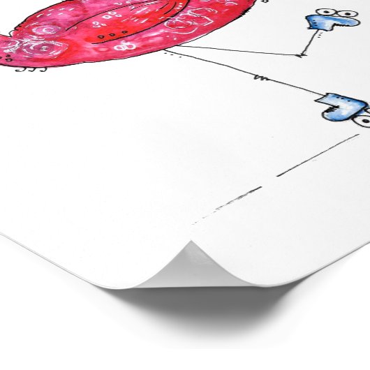 Niedlich und Whimsical Pink Flamingo auf Skaten Poster (Ecke)