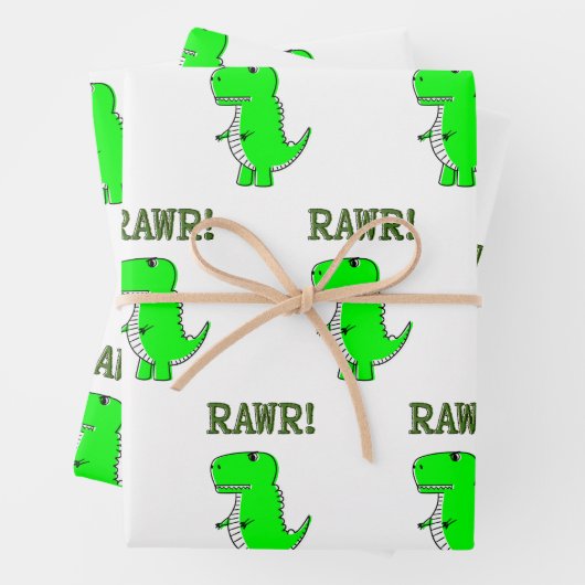 Niedlich und wütend T-Rex Dino RAWR Geschenkpapier Set (Beispiel)