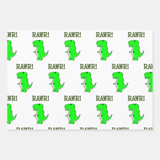 Niedlich und wütend T-Rex Dino RAWR Geschenkpapier Set (Vorderseite)