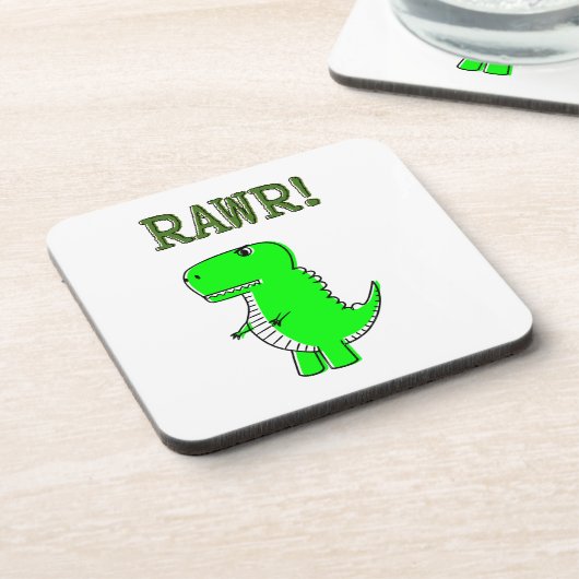 Niedlich und wütend T-Rex RAWR Getränkeuntersetzer (Linke Seite)