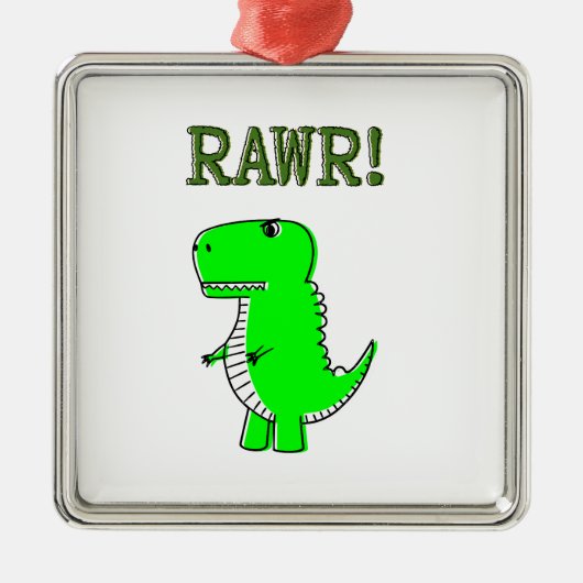 Niedlich und wütend T-Rex RAWR Silbernes Ornament (Vorne)