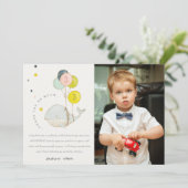 Niedlich Underwater Balloon Whale Foto Kindergebur Dankeskarte (Stehend Vorderseite)