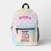 Niedlich Unicorn 3D Personalisierter Name Bedruckter Rucksack (Vorderseite)