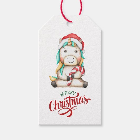 Niedlich Unicorn Candy Cane Geschenkanhänger (Vorderseite)