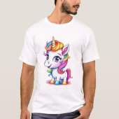 Niedlich Unicorn Cool Rainbow-positiv T-Shirt (Vorderseite)